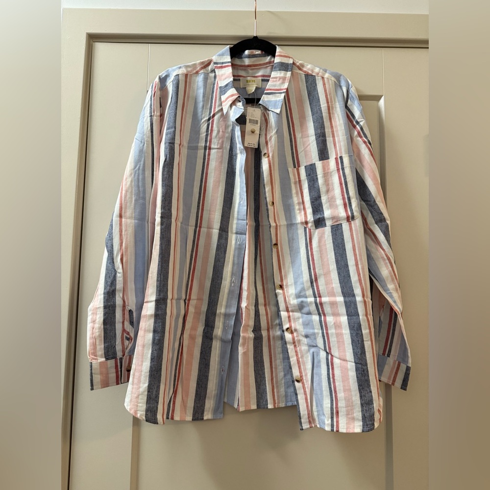 Maeve NWT Multicolor Striped Linen Shirt